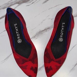 Rothy's Vibrant Red and Black Flats